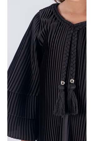 Kız Çocuk Krep Plise Elbise MNK0595