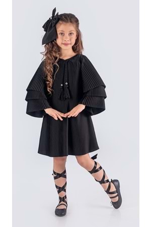 Kız Çocuk Krep Plise Elbise MNK0595