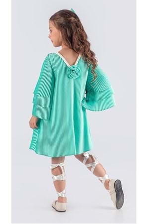 Kız Çocuk Krep Plise Elbise MNK0595