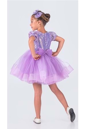 Tütü Gren Etekli Kız Çocuk Pul Payetli Kısa Kol Kikidi Elbise MNK0601