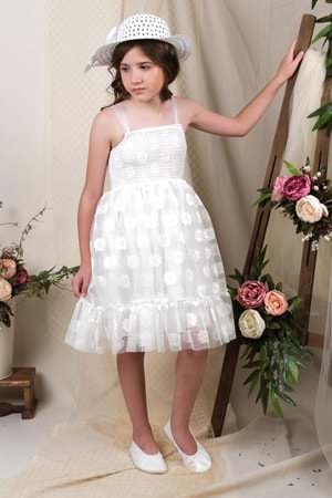 Şapkalı Gipeli Kız Elbise MNK0609