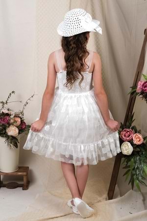 Şapkalı Gipeli Kız Elbise MNK0609