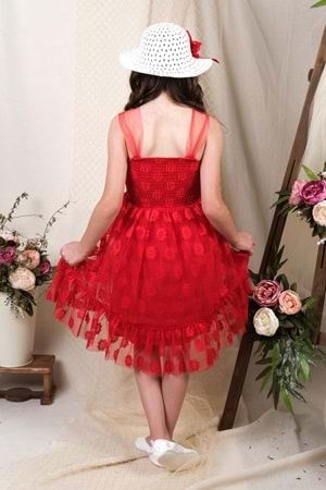 Şapkalı Gipeli Kız Elbise MNK0609