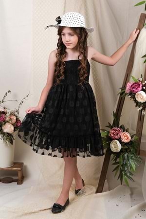 Şapkalı Gipeli Kız Elbise MNK0609