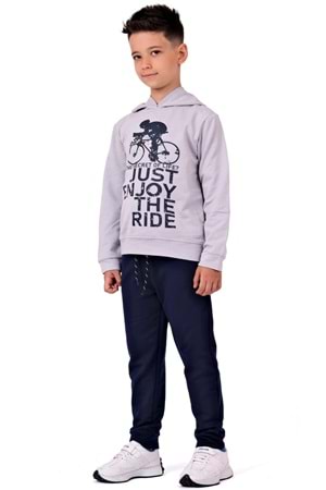Bisiklet Baskılı Kapşonlu Çocuk Eşofman MNK0615