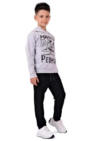 Power Baskılı Kapşonlu Çocuk Eşofman MNK0616