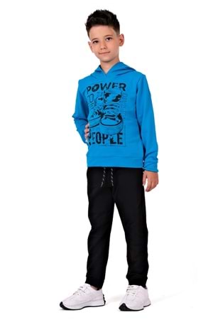 Power Baskılı Kapşonlu Çocuk Eşofman MNK0616