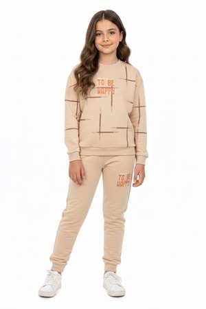 To Be Happy Motif Kız Çocuk Eşofman MNK0624