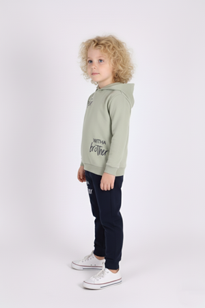 Baskılı Erkek Kapüşonlu Çocuk Eşofman MNK0627