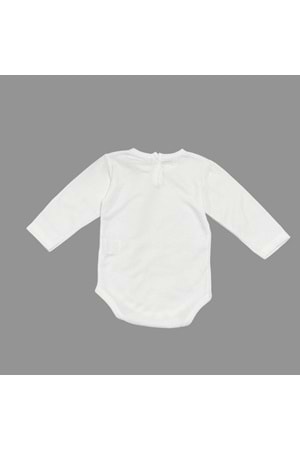 Açım Ben Kedi Baskılı Bebek Uzun Kol Body Zıbın Çıtçıtlı Badi MNK0631