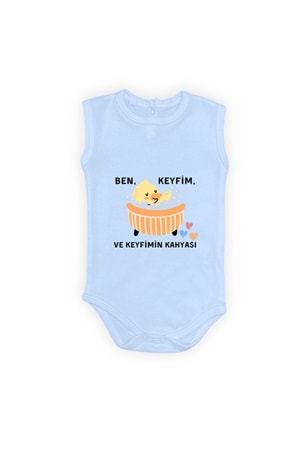 Ben Keyfim Ve Keyfimin Kahyası Baskılı Kolsuz Bebek Body Zıbın Çıtçıtlı Badi MNK0632