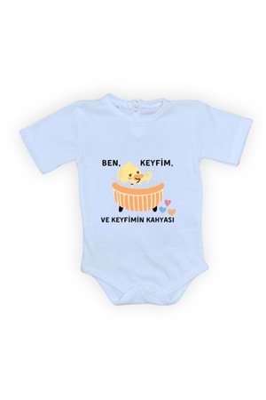 Ben Keyfim Ve Keyfimin Kahyası Baskılı Kısa Kollu Bebek Body Zıbın Çıtçıtlı Badi MNK0632