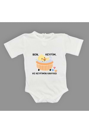 Ben Keyfim Ve Keyfimin Kahyası Baskılı Kısa Kollu Bebek Body Zıbın Çıtçıtlı Badi MNK0632