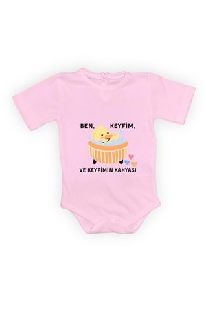 Ben Keyfim Ve Keyfimin Kahyası Baskılı Kısa Kollu Bebek Body Zıbın Çıtçıtlı Badi MNK0632