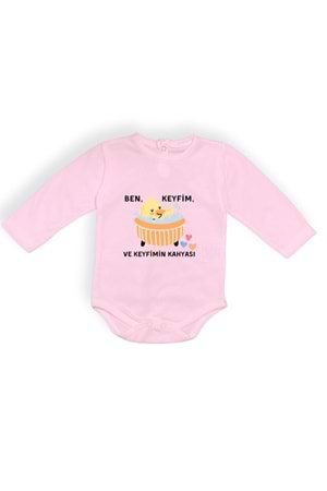 Ben Keyfim Ve Keyfimin Kahyası Baskılı Uzun Kollu Bebek Body Zıbın Çıtçıtlı Badi MNK0632
