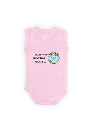 Teyzesinin Dünyalar Tatlısı Kızı Baskılı Bebek Body Zıbın Çıtçıtlı Badi