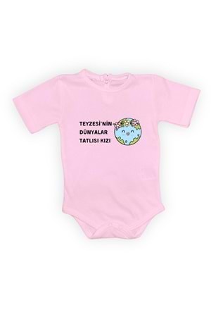 Teyzesinin Dünyalar Tatlısı Kızı Baskılı Bebek Body Zıbın Çıtçıtlı Badi