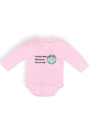 Teyzesinin Dünyalar Tatlısı Kızı Baskılı Bebek Body Zıbın Çıtçıtlı Badi
