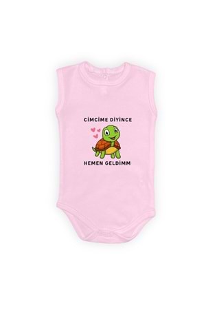 Cimcime Diyince Hemen geldimm Baskılı Bebek Body Zıbın Çıtçıtlı Badi