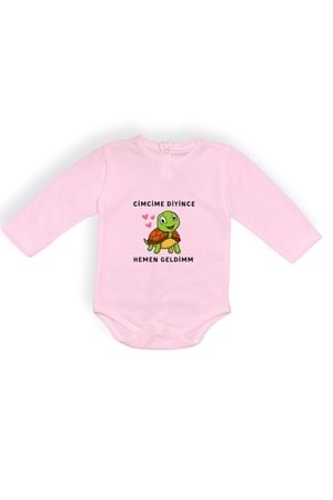 Cimcime Diyince Hemen geldimm Baskılı Bebek Body Zıbın Çıtçıtlı Badi