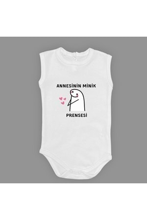 Annesinin Minik Prensesi kalpli Baskılı Bebek Body Zıbın Çıtçıtlı Badi