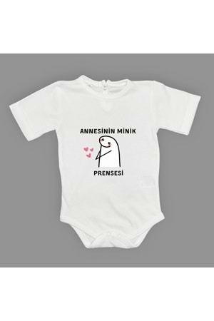 Annesinin Minik Prensesi kalpli Baskılı Bebek Body Zıbın Çıtçıtlı Badi