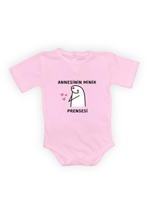 Annesinin Minik Prensesi kalpli Baskılı Bebek Body Zıbın Çıtçıtlı Badi