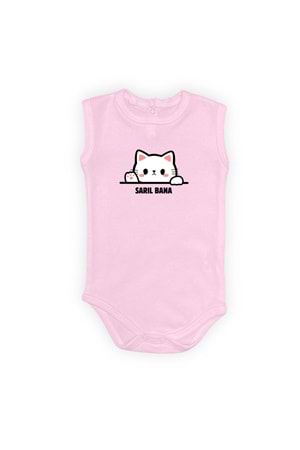 Sarıl Bana Kedi Baskılı Bebek Body Zıbın Çıtçıtlı Badi