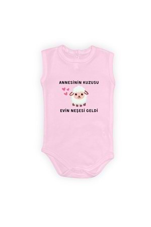 Annesinin Kuzusu Neşesi Geldi Baskılı Bebek Body Zıbın Çıtçıtlı Badi