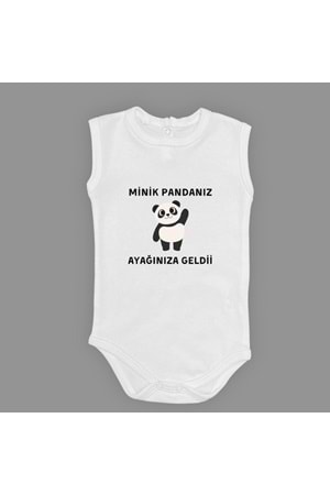 Minik Pandanız Ayağınıza Geldii Baskılı Bebek Body Zıbın Çıtçıtlı Badi