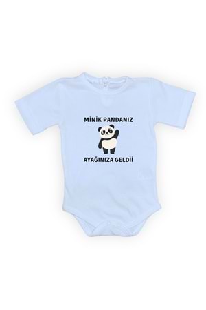 Minik Pandanız Ayağınıza Geldii Baskılı Bebek Body Zıbın Çıtçıtlı Badi
