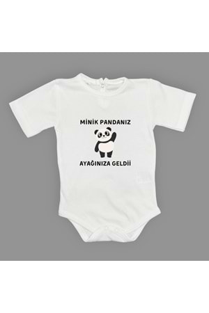 Minik Pandanız Ayağınıza Geldii Baskılı Bebek Body Zıbın Çıtçıtlı Badi