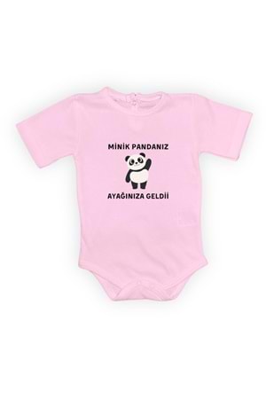 Minik Pandanız Ayağınıza Geldii Baskılı Bebek Body Zıbın Çıtçıtlı Badi