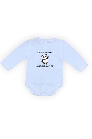 Minik Pandanız Ayağınıza Geldii Baskılı Bebek Body Zıbın Çıtçıtlı Badi
