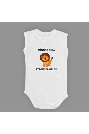 Minnak Kral Ayağınıza Geldii Baskılı Bebek Body Zıbın Çıtçıtlı Badi