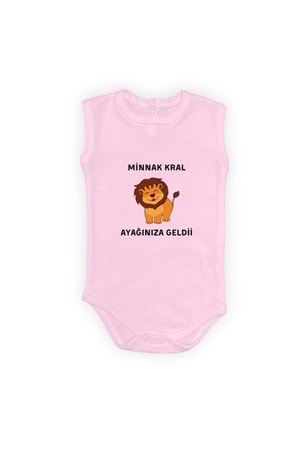 Minnak Kral Ayağınıza Geldii Baskılı Bebek Body Zıbın Çıtçıtlı Badi
