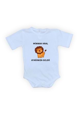 Minnak Kral Ayağınıza Geldii Baskılı Bebek Body Zıbın Çıtçıtlı Badi