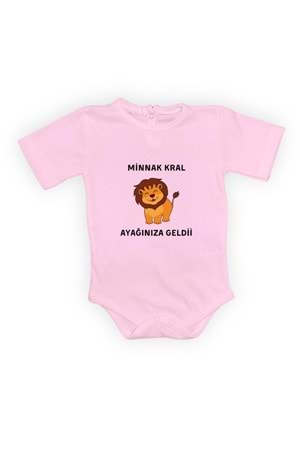 Minnak Kral Ayağınıza Geldii Baskılı Bebek Body Zıbın Çıtçıtlı Badi