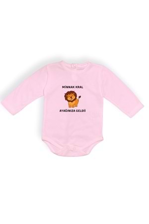 Minnak Kral Ayağınıza Geldii Baskılı Bebek Body Zıbın Çıtçıtlı Badi
