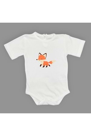 Tilki Baskılı Bebek Body Zıbın Çıtçıtlı Badi