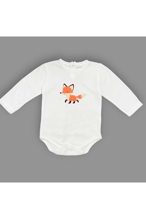 Tilki Baskılı Bebek Body Zıbın Çıtçıtlı Badi