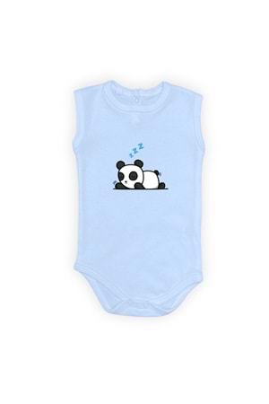 Uykucu Panda Baskılı Bebek Body Zıbın Çıtçıtlı Badi