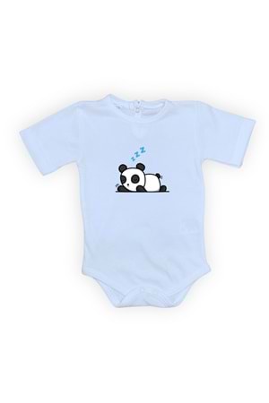 Uykucu Panda Baskılı Bebek Body Zıbın Çıtçıtlı Badi