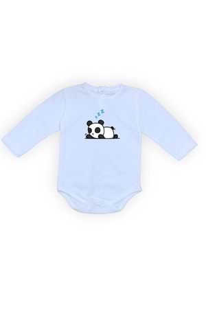 Uykucu Panda Baskılı Bebek Body Zıbın Çıtçıtlı Badi
