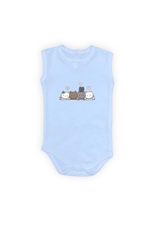 Sevimli Kediler Baskılı Bebek Body Zıbın Çıtçıtlı Badi