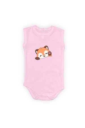 Sevimli Tilki Baskılı Bebek Body Zıbın Çıtçıtlı Badi