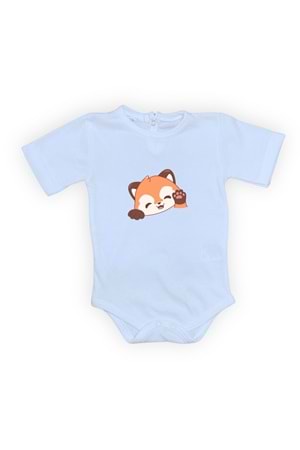 Sevimli Tilki Baskılı Bebek Body Zıbın Çıtçıtlı Badi