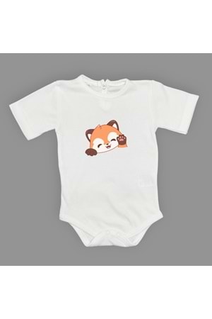 Sevimli Tilki Baskılı Bebek Body Zıbın Çıtçıtlı Badi