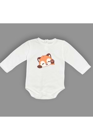 Sevimli Tilki Baskılı Bebek Body Zıbın Çıtçıtlı Badi