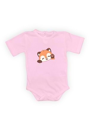 Sevimli Tilki Baskılı Bebek Body Zıbın Çıtçıtlı Badi
